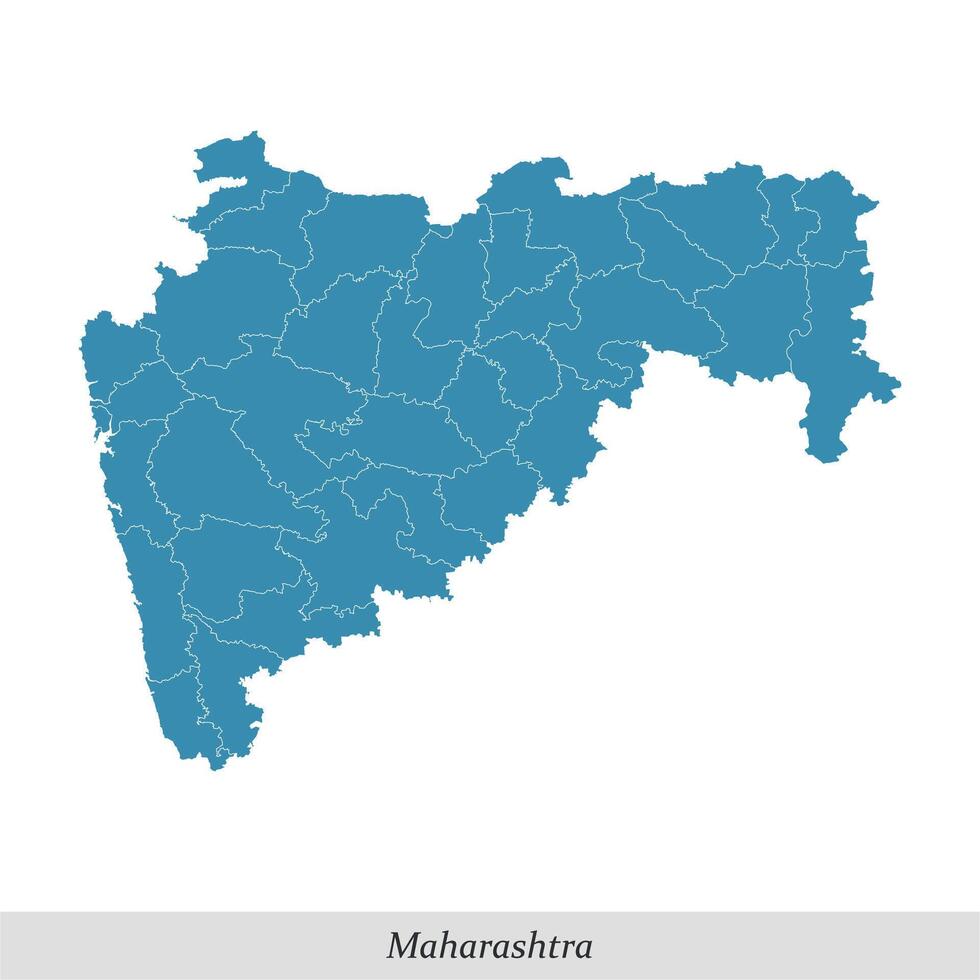 mapa de Maharashtra es un estado de India con distritos vector