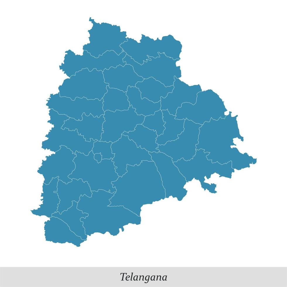 mapa de telangana es un estado de India con distritos vector