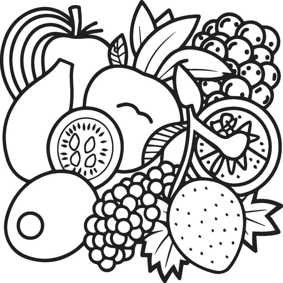 Fruits coloring pages for coloring book. Fruits outline vector