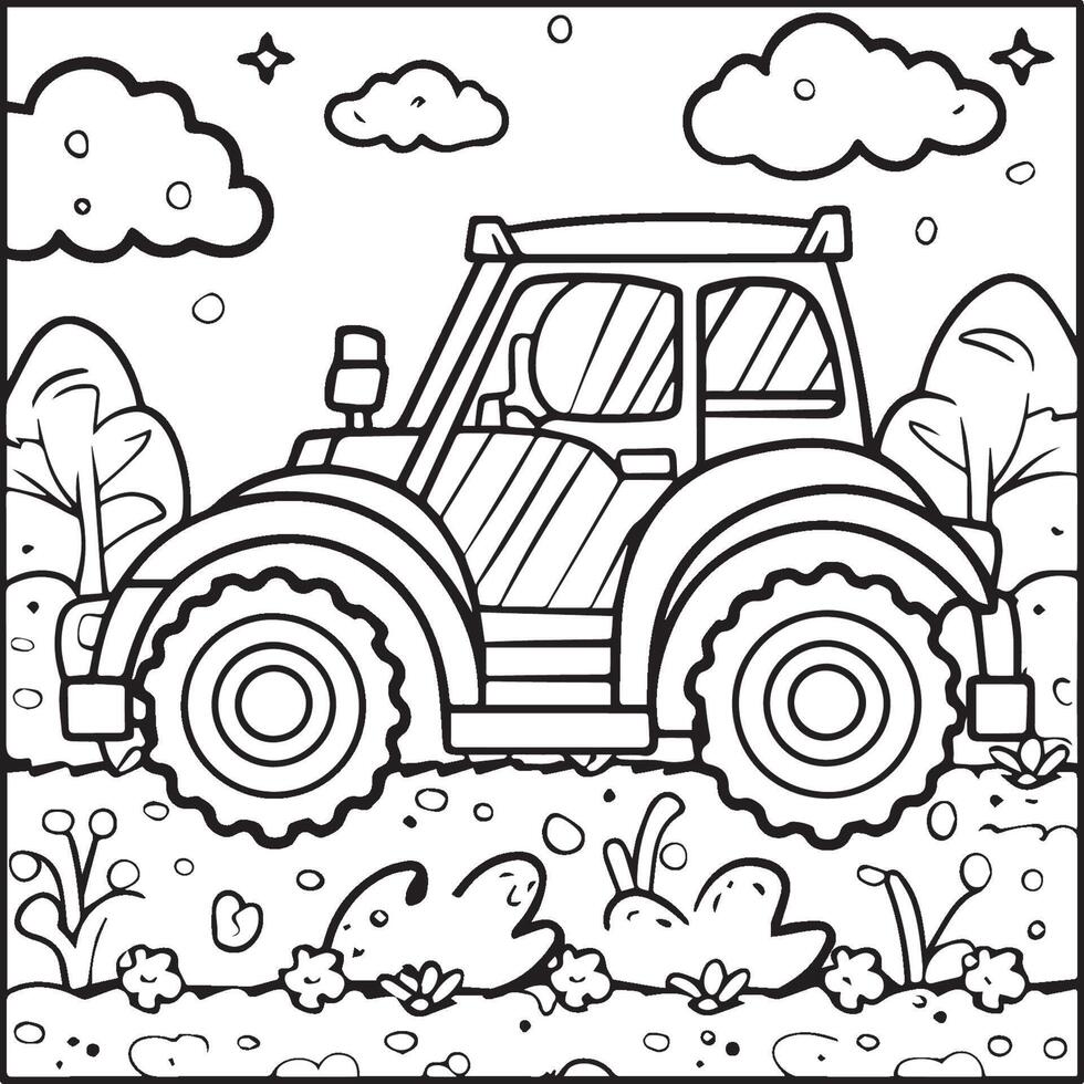 Vehicles coloring pages for kids. Vehicles outline vector