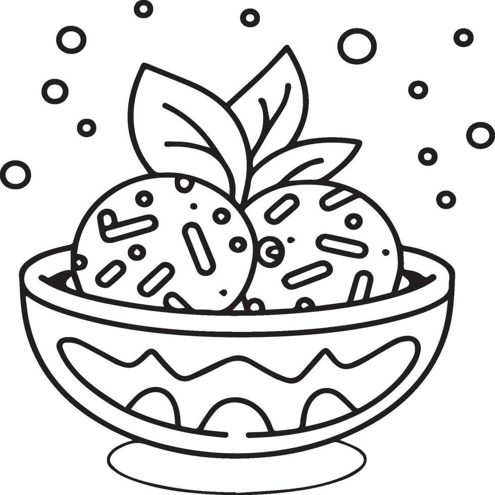 Food coloring pages for coloring book. Food outline vector. vector