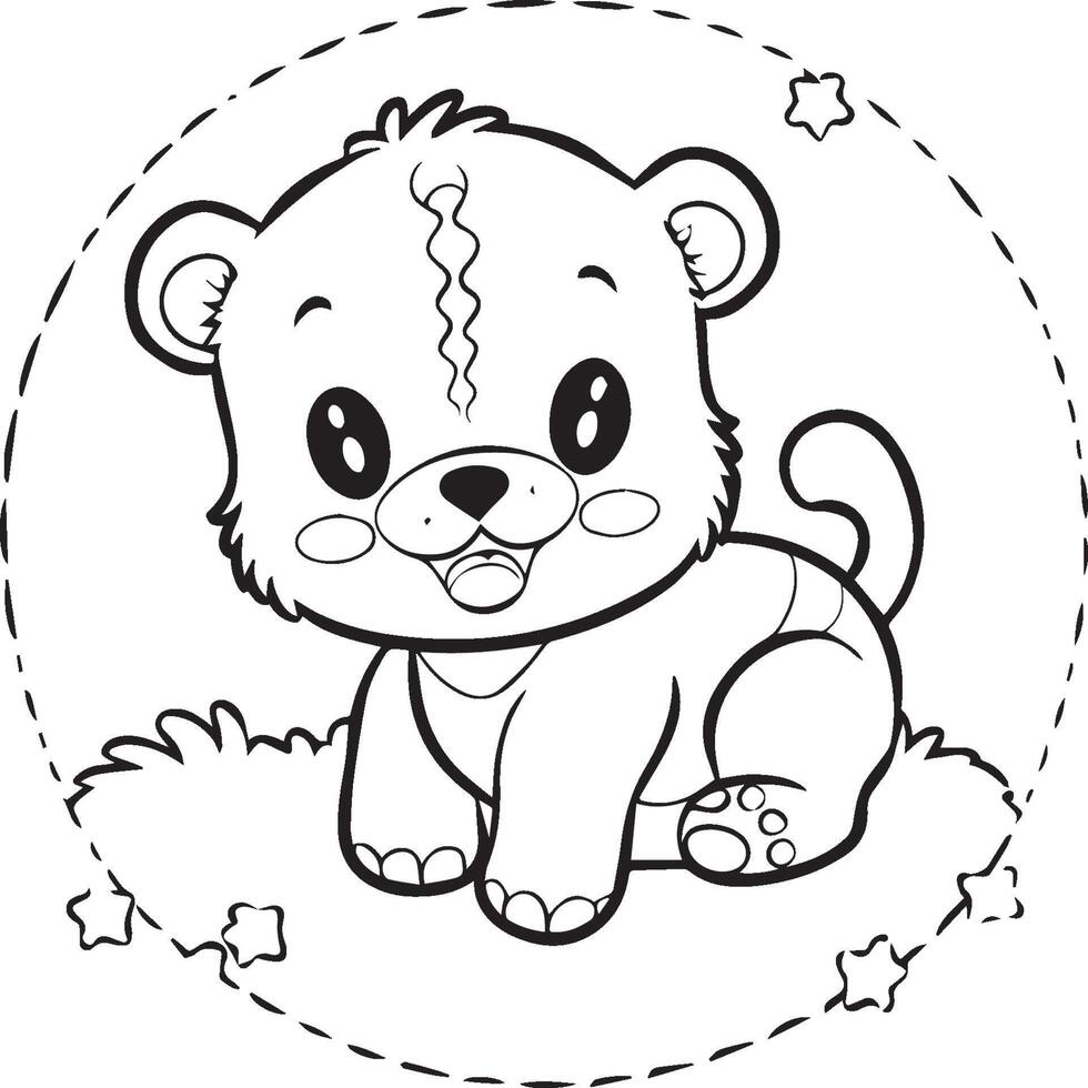 Cute baby animals coloring pages. Cute baby animals outline vector