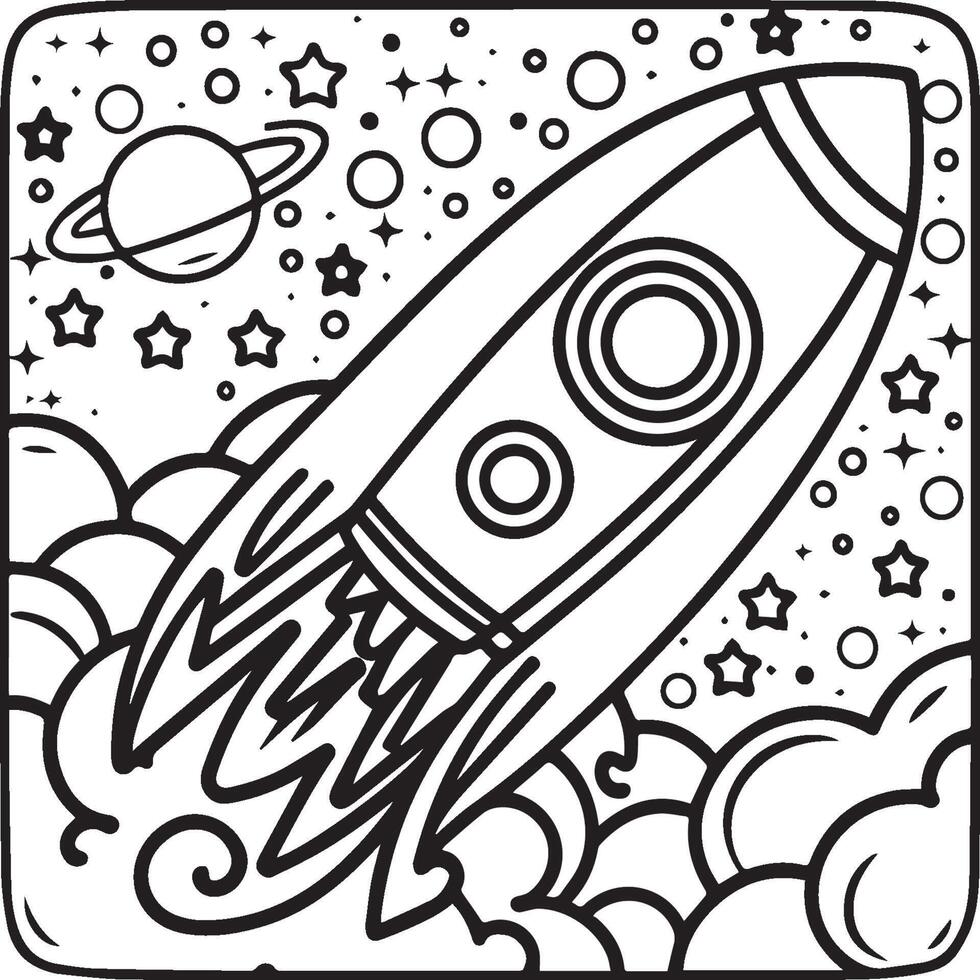 Outer space coloring pages for kids. Space coloring pages. Space outline vector