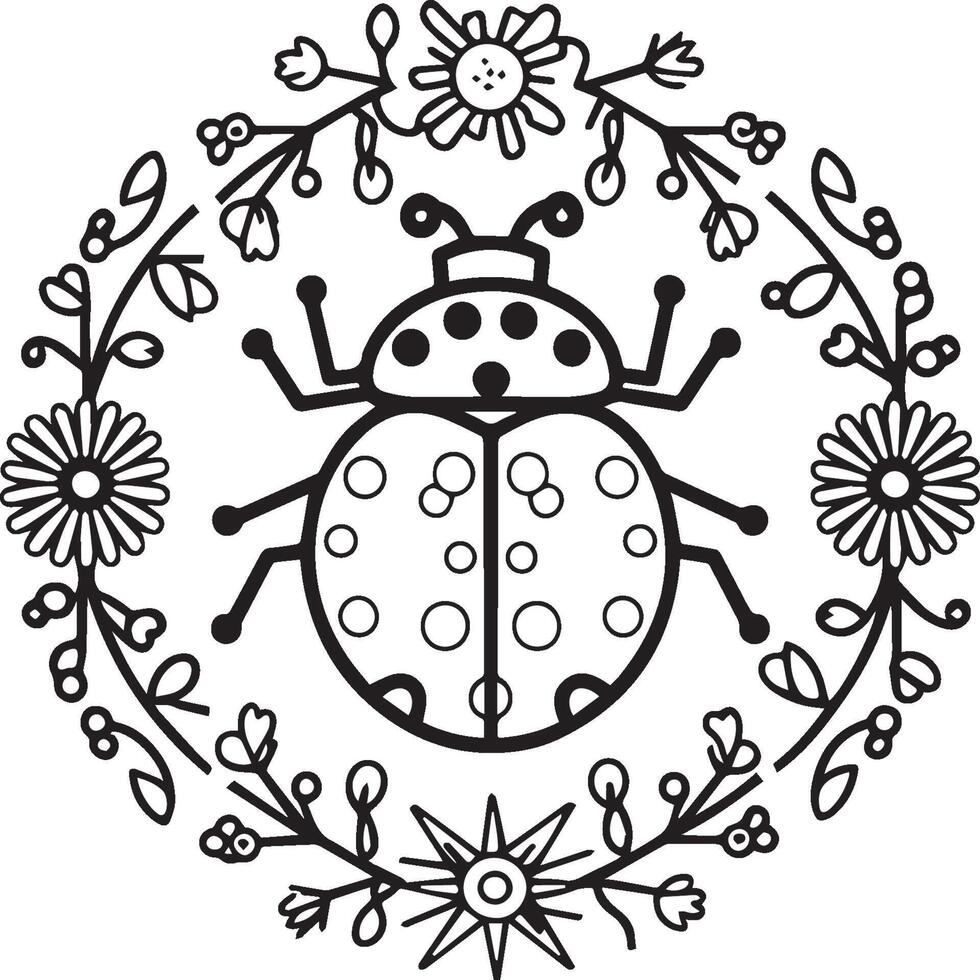 Lady bug coloring pages for coloring book. Bug coloring pages. Lady bug outline vector