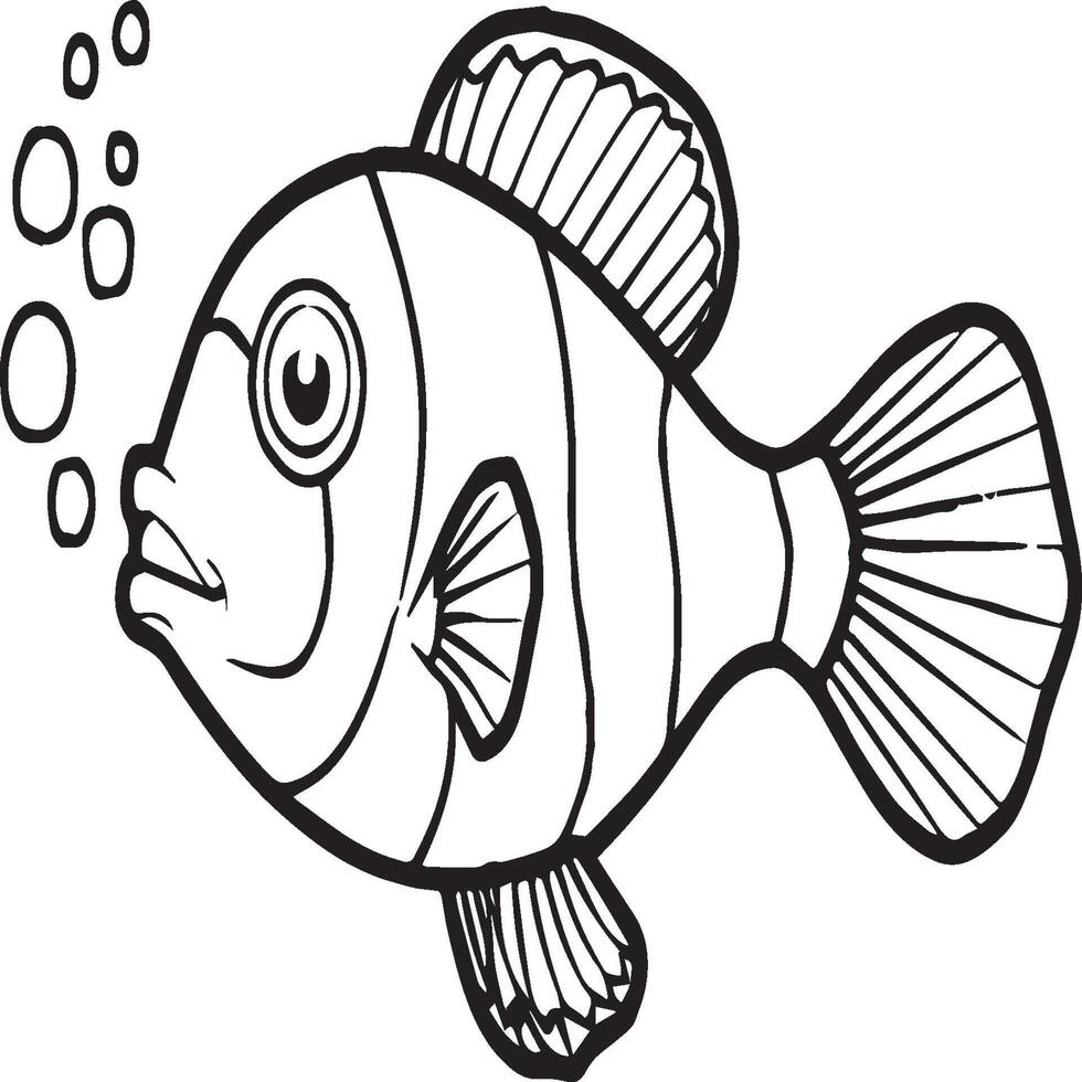 Clownfish coloring pages. Clownfish outline for coloring book vector