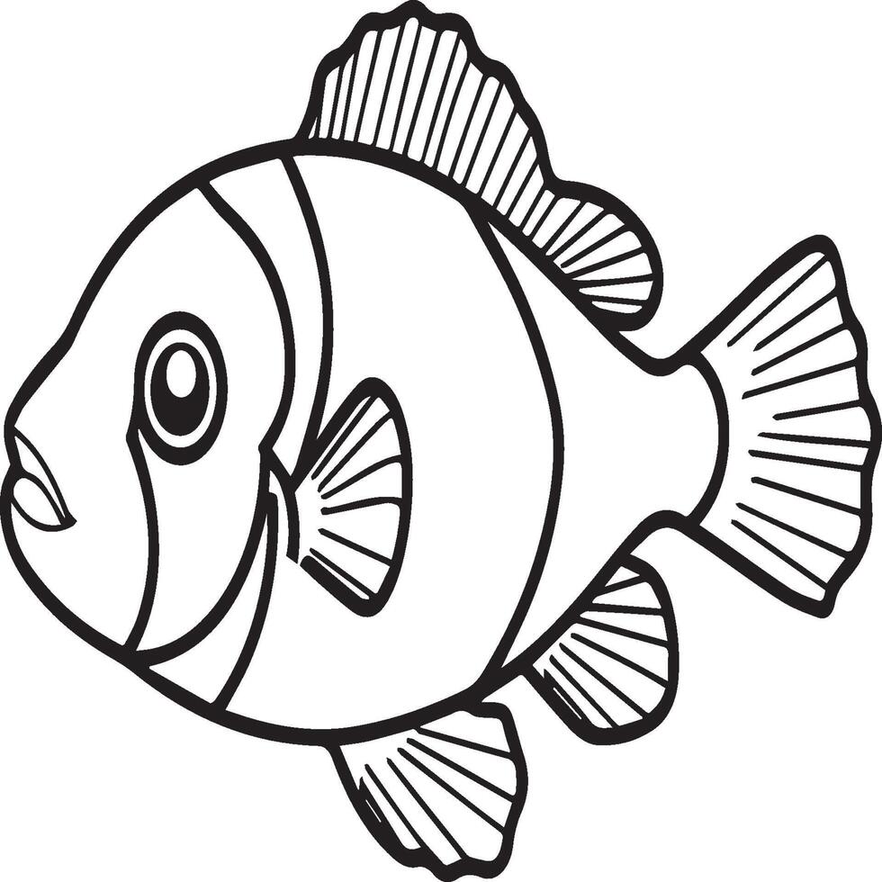 Clownfish coloring pages. Clownfish outline for coloring book vector