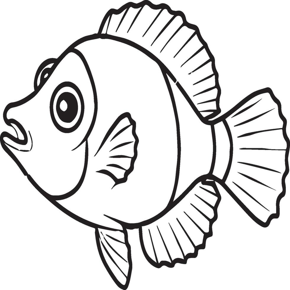 Clownfish coloring pages. Clownfish outline for coloring book vector