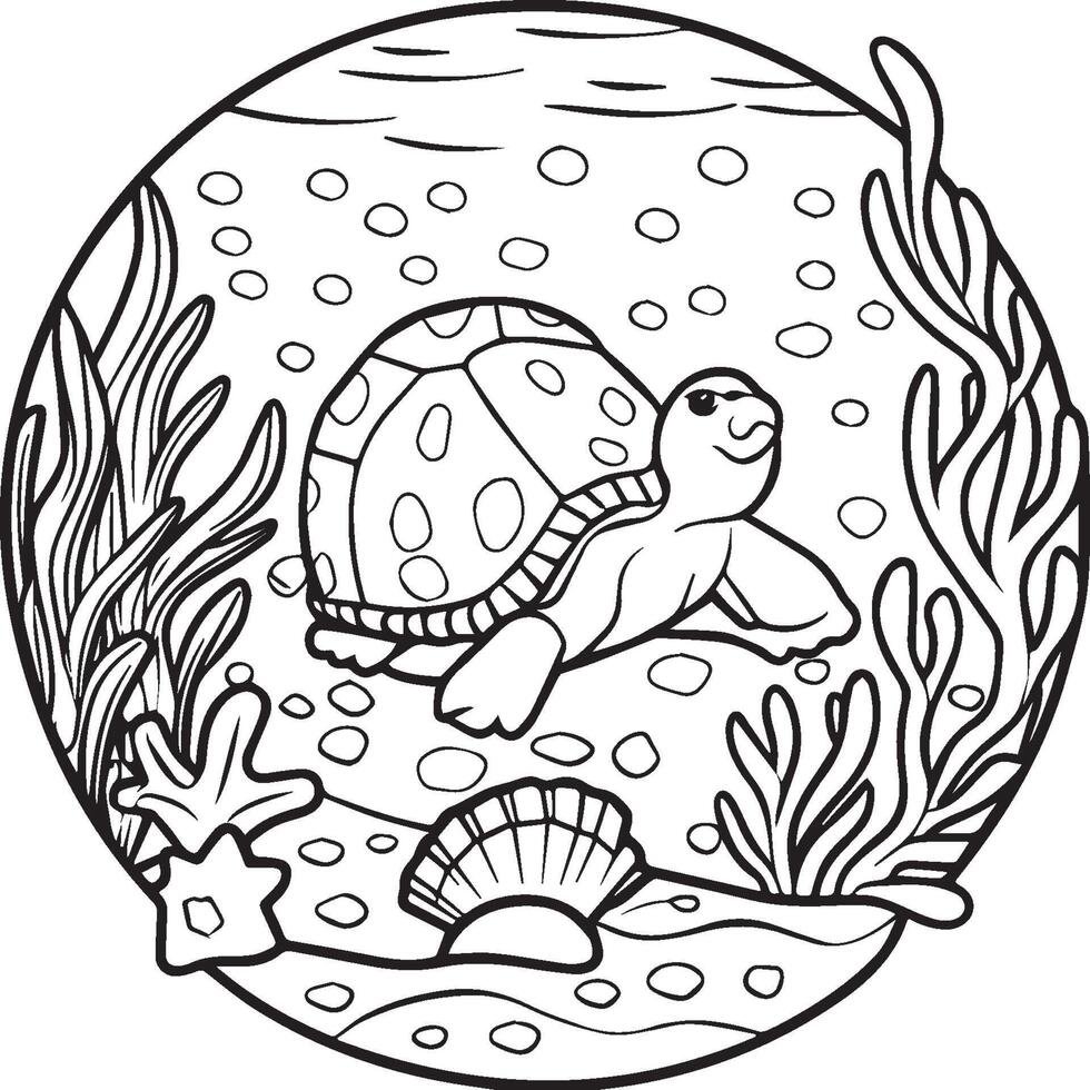 Sea life coloring pages for coloring book. Sea life outline vector