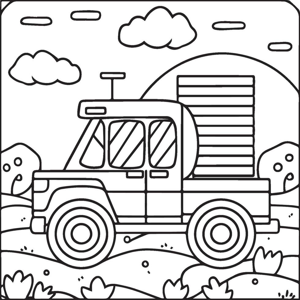 Vehicles coloring pages for kids. Vehicles outline vector