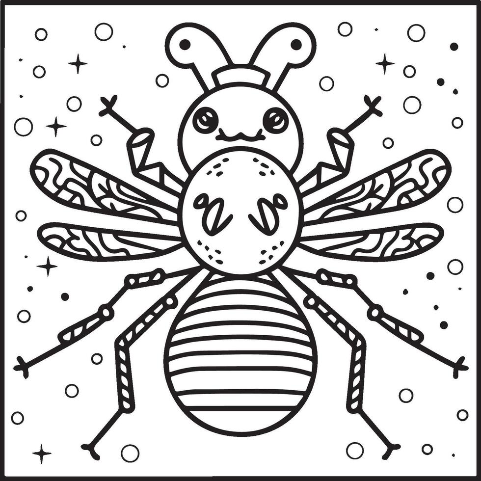 Insects coloring pages for coloring book. Insects outline vector. vector