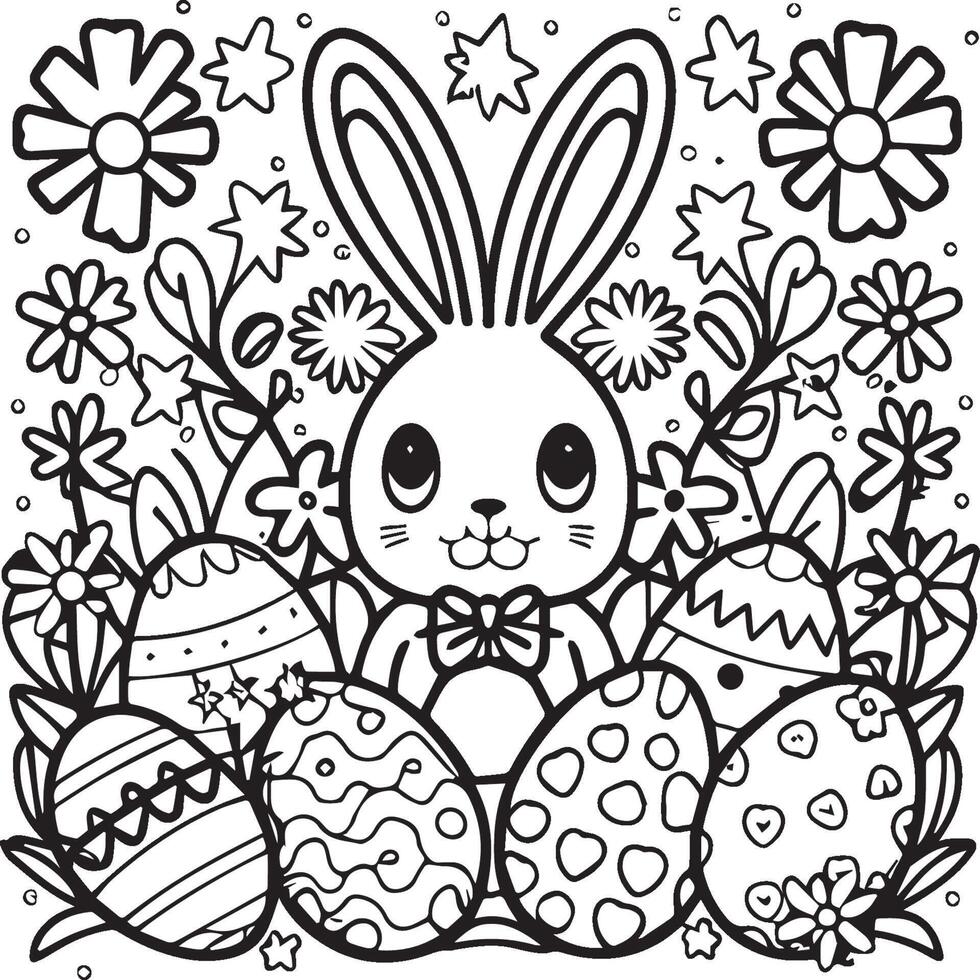 Easter coloring pages for coloring book. Easter outline. Easter coloring page. Easter egg coloring page vector