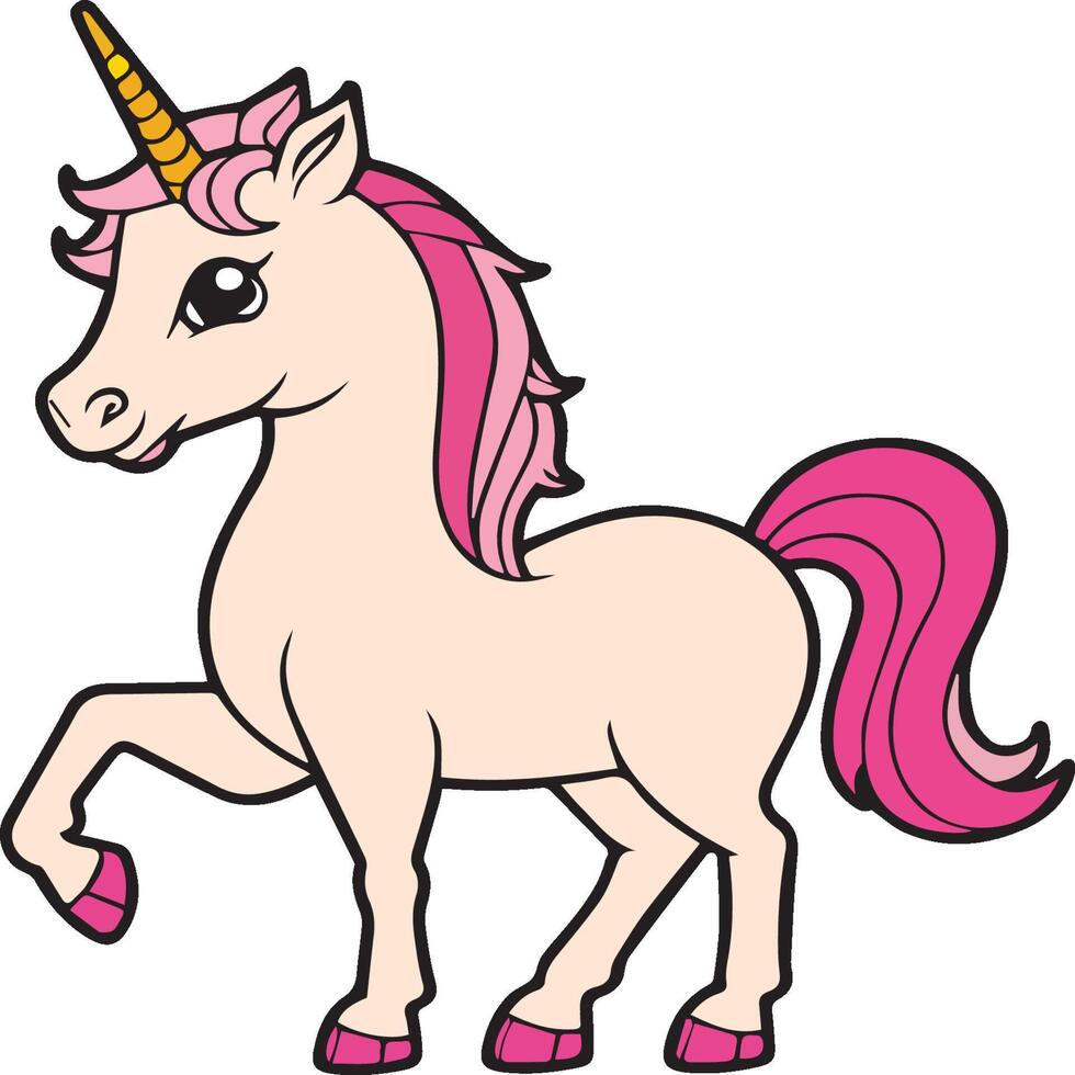 Cute unicorn cartoon vector. White unicorn vector