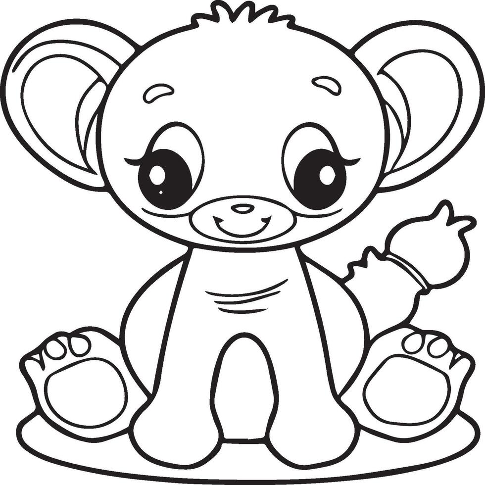 Cute baby animals coloring pages. Cute baby animals outline vector