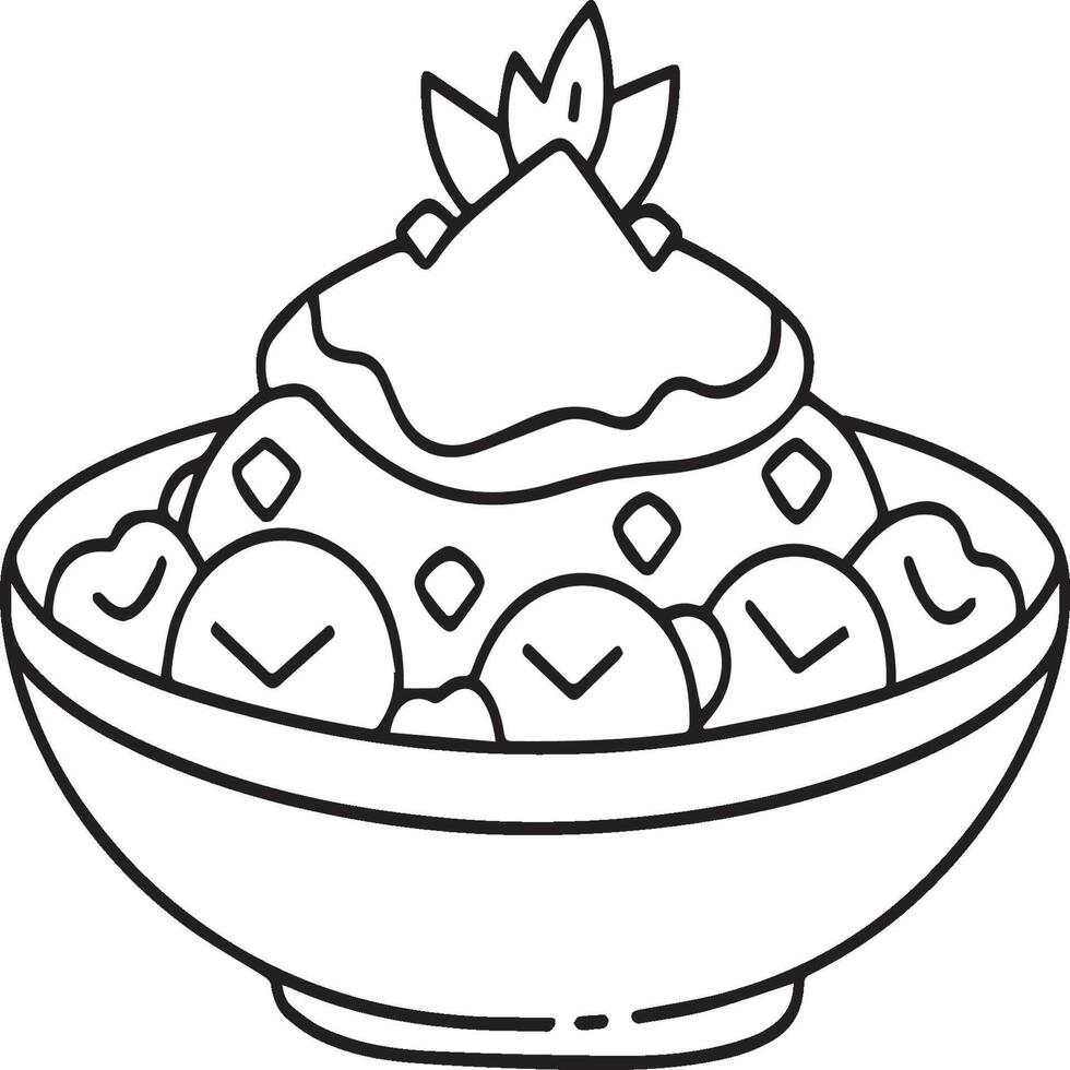 Food coloring pages for coloring book. Food outline vector. vector