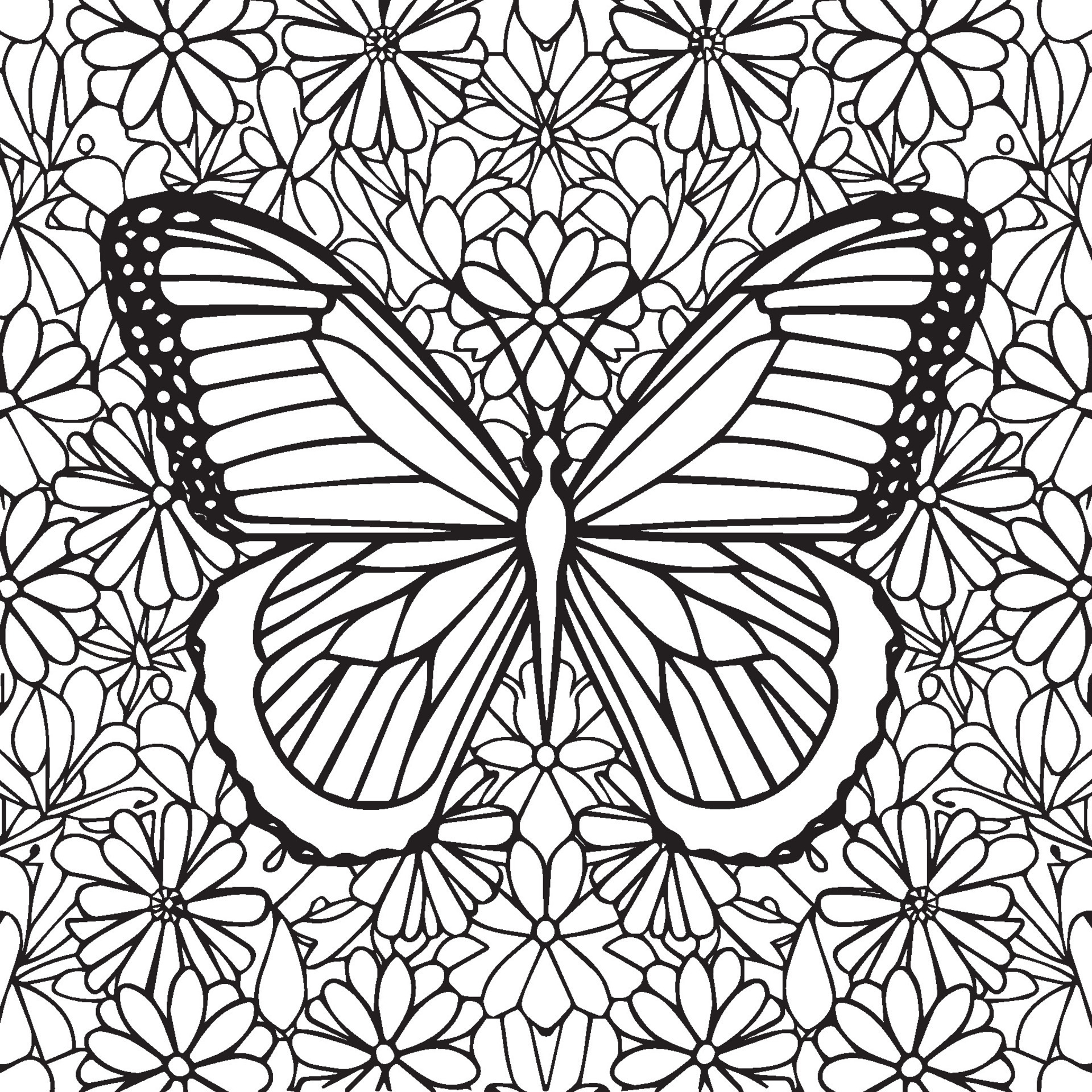 Butterflies and flowers coloring pages for coloring book