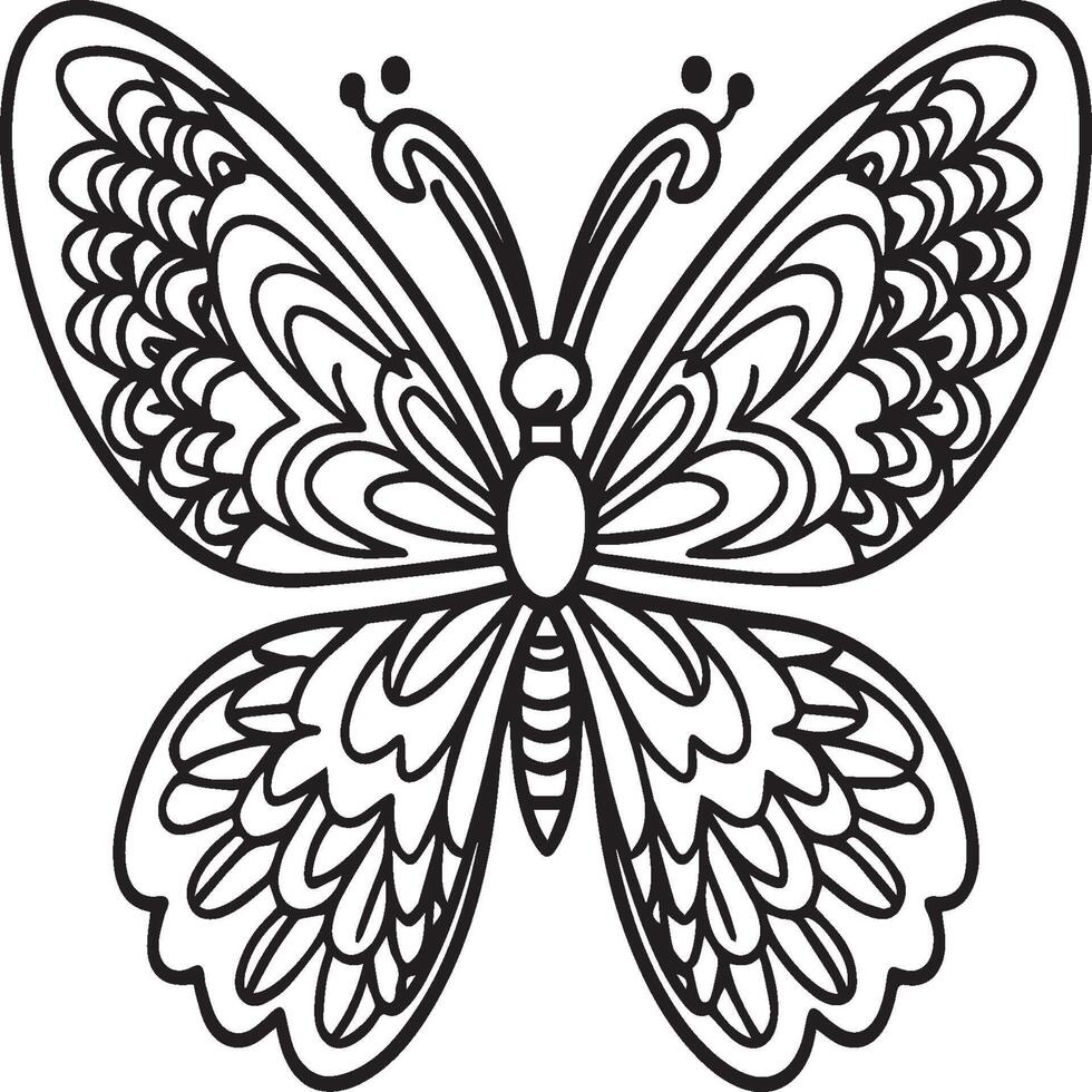 Butterflies and flowers coloring pages for coloring book vector