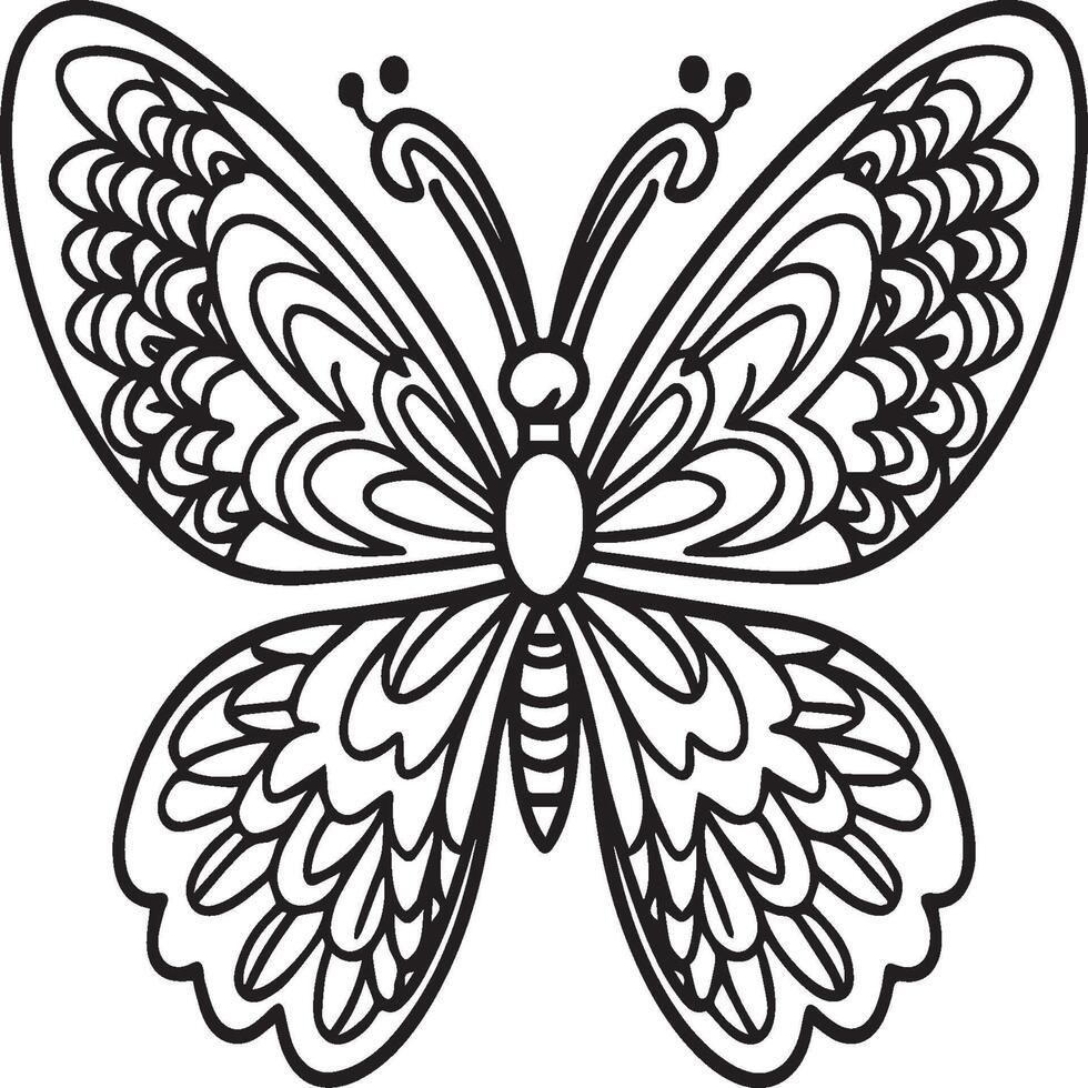 Butterflies and flowers coloring pages for coloring book vector