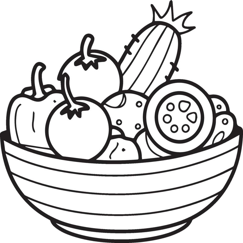 Food coloring pages for coloring book. Food outline vector. vector