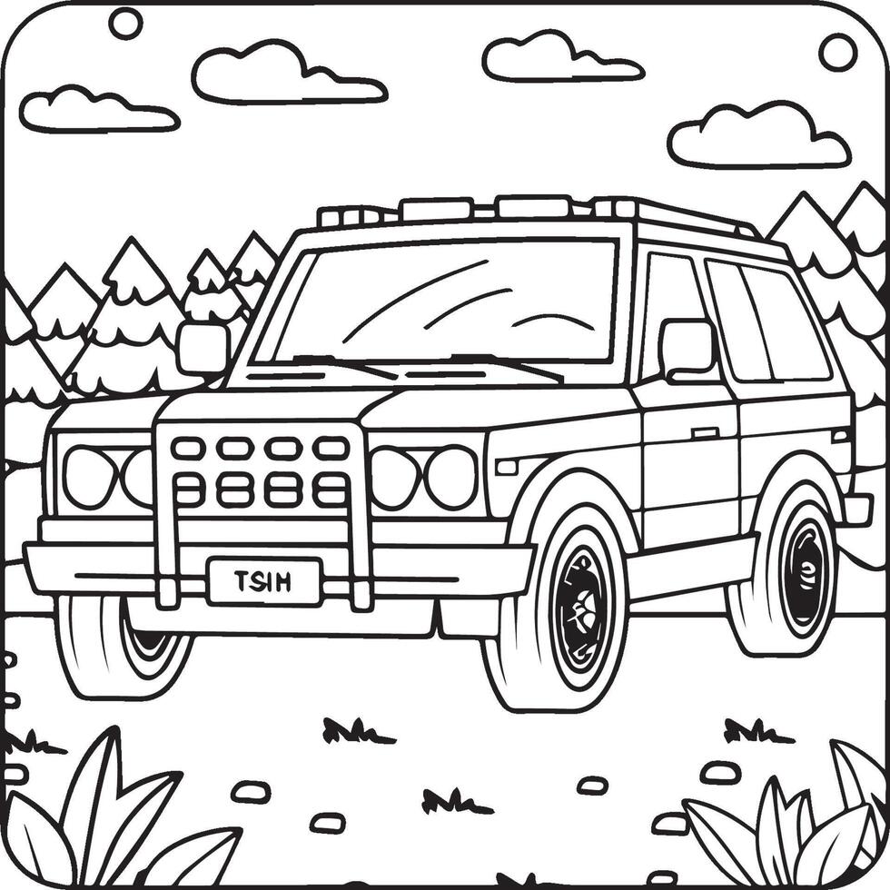 Vehicles coloring pages for kids. Vehicles outline vector