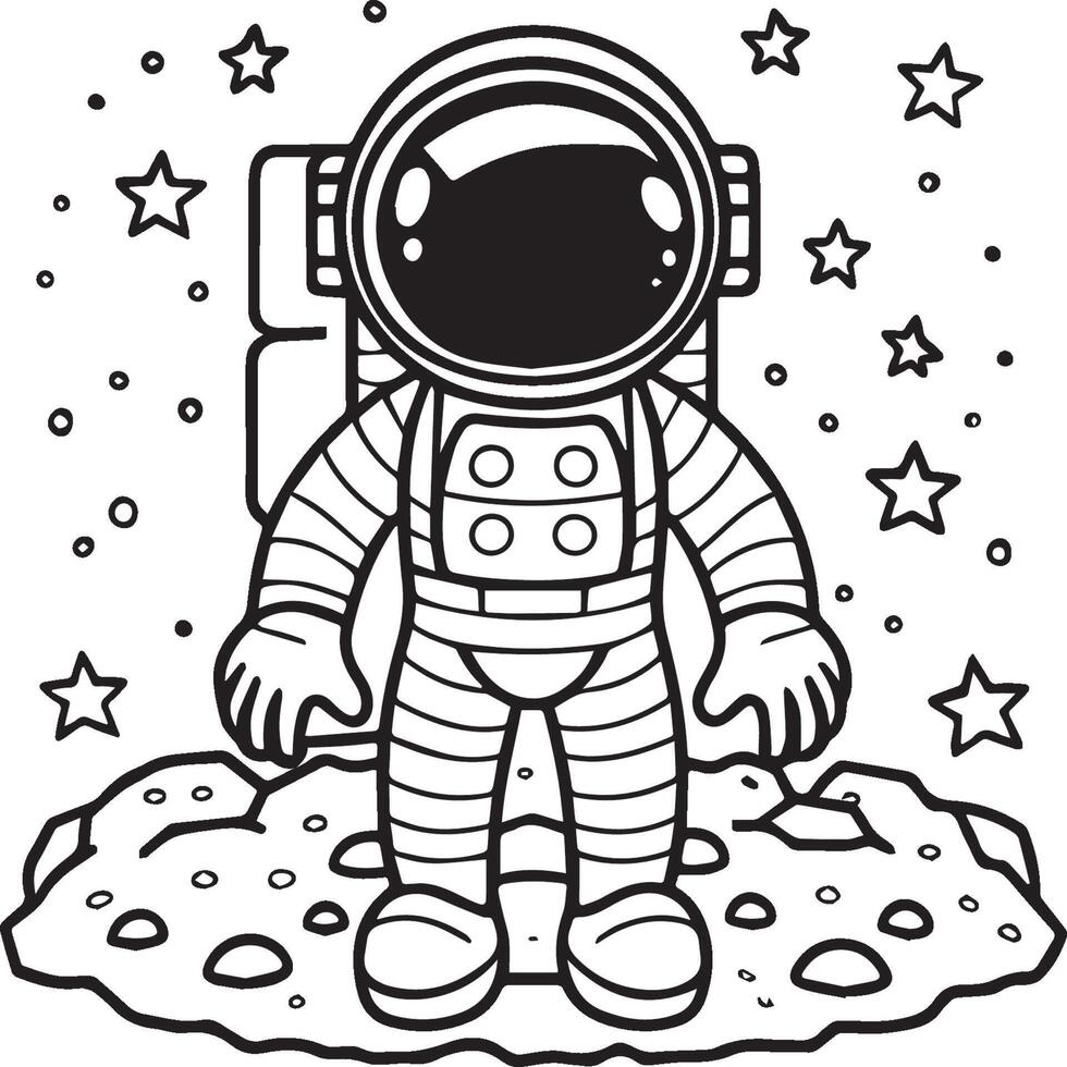Outer space coloring pages for kids. Space coloring pages. Space outline vector