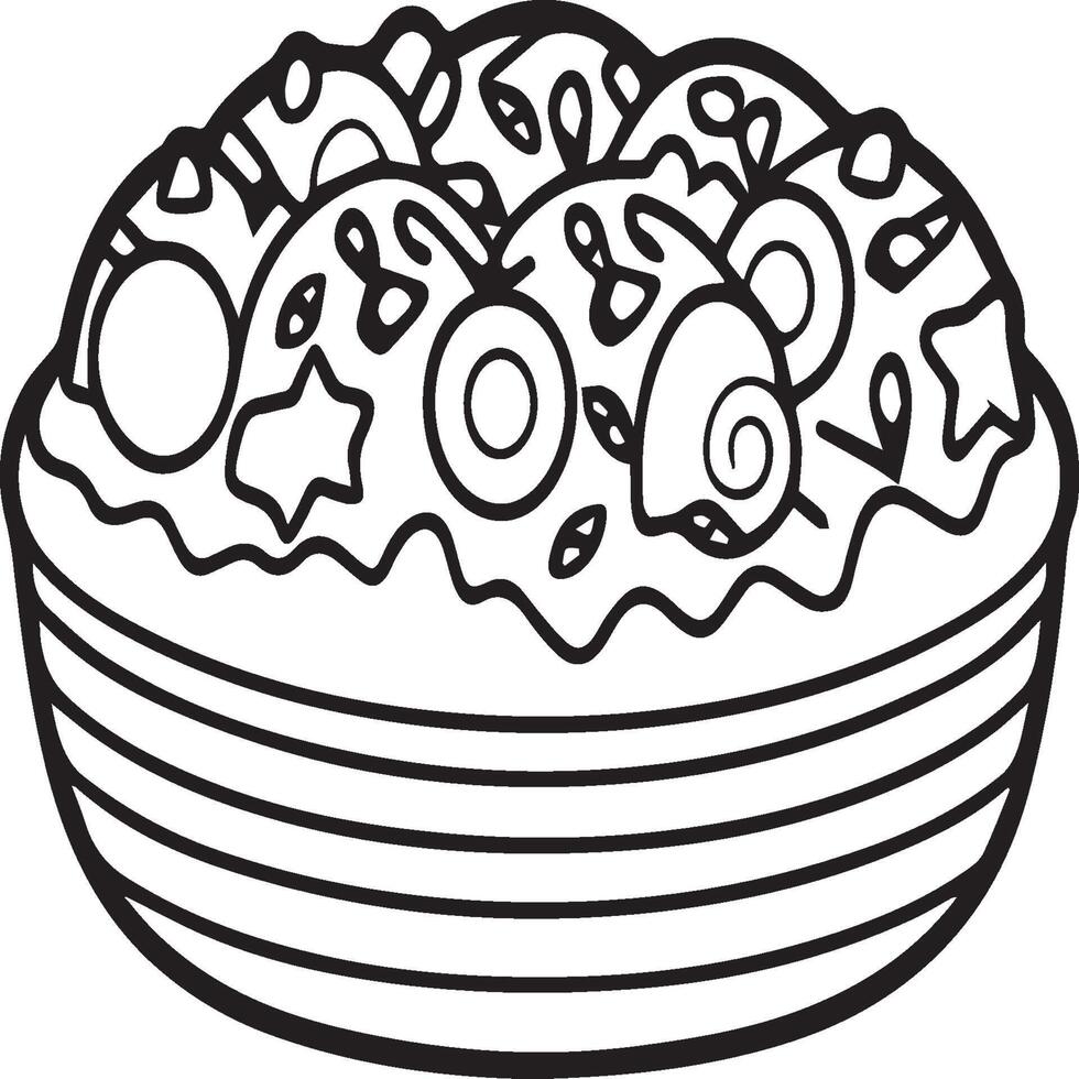 Food and Snacks Coloring pages for coloring book. Food coloring pages. Fast food coloring pages. vector