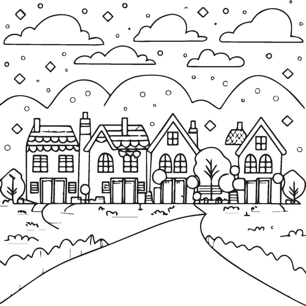 Coloring book vector illustration. House coloring pages for kids