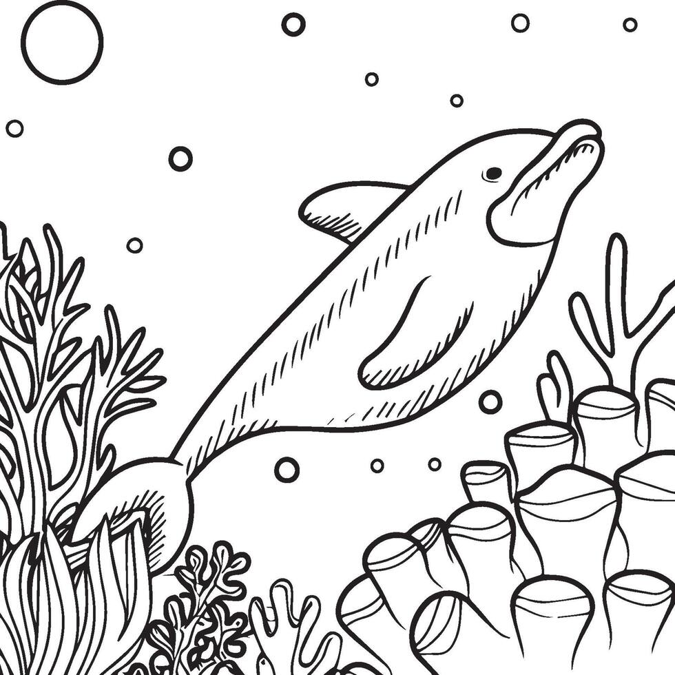 Sea life coloring pages for coloring book. Sea life outline vector