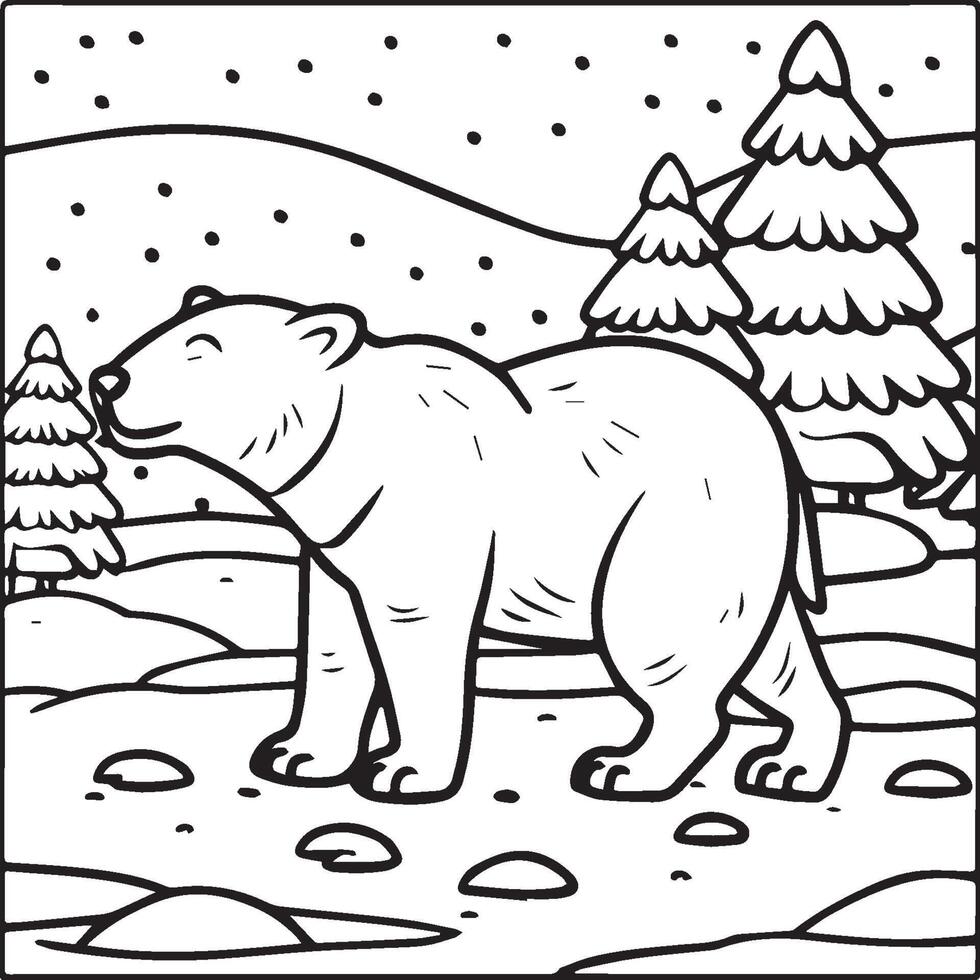 Polar Animals Coloring pages. Animals coloring pages. Polar animal outline vector