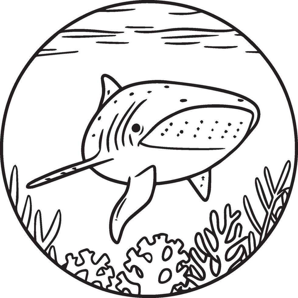 Whale Shark coloring pages. Whale Shark outline for coloring book vector