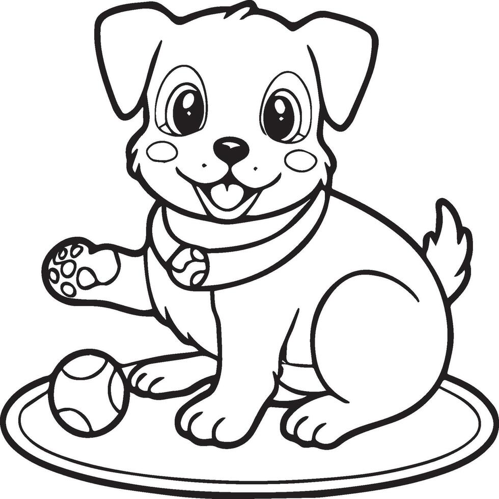 Baby dog coloring pages. Baby doge playing coloring pages for coloring book. Baby doge vector images