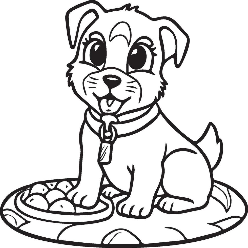 Baby dog coloring pages. Baby doge playing coloring pages for coloring book. Baby doge vector images