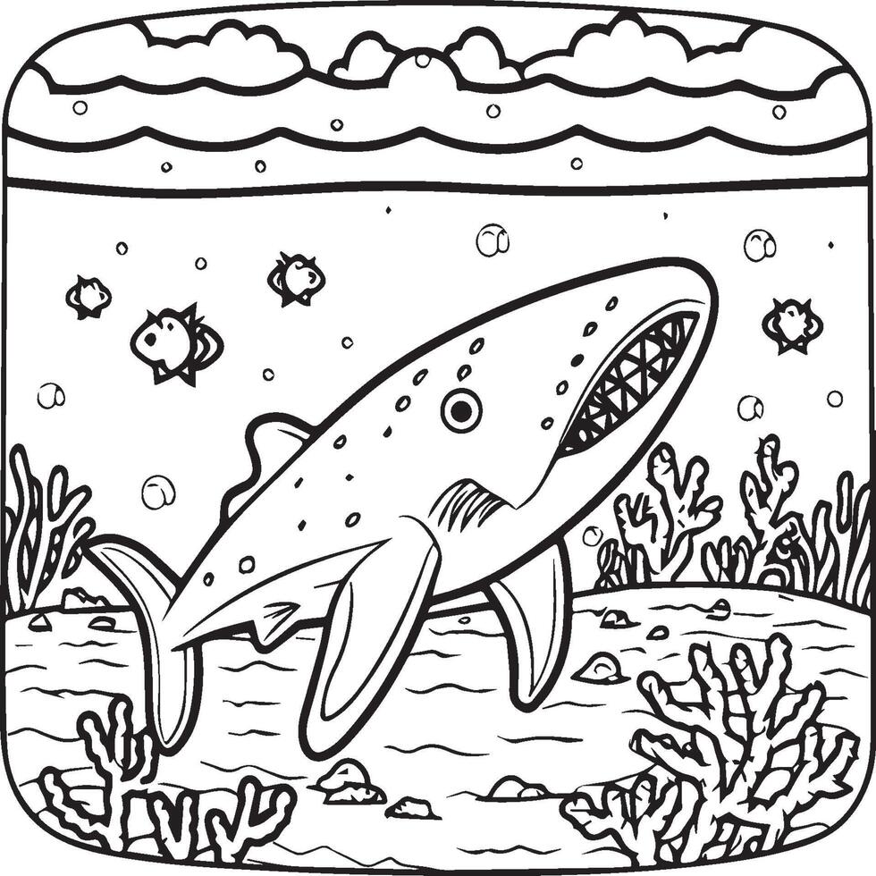 Whale Shark coloring pages. Whale Shark outline for coloring book vector