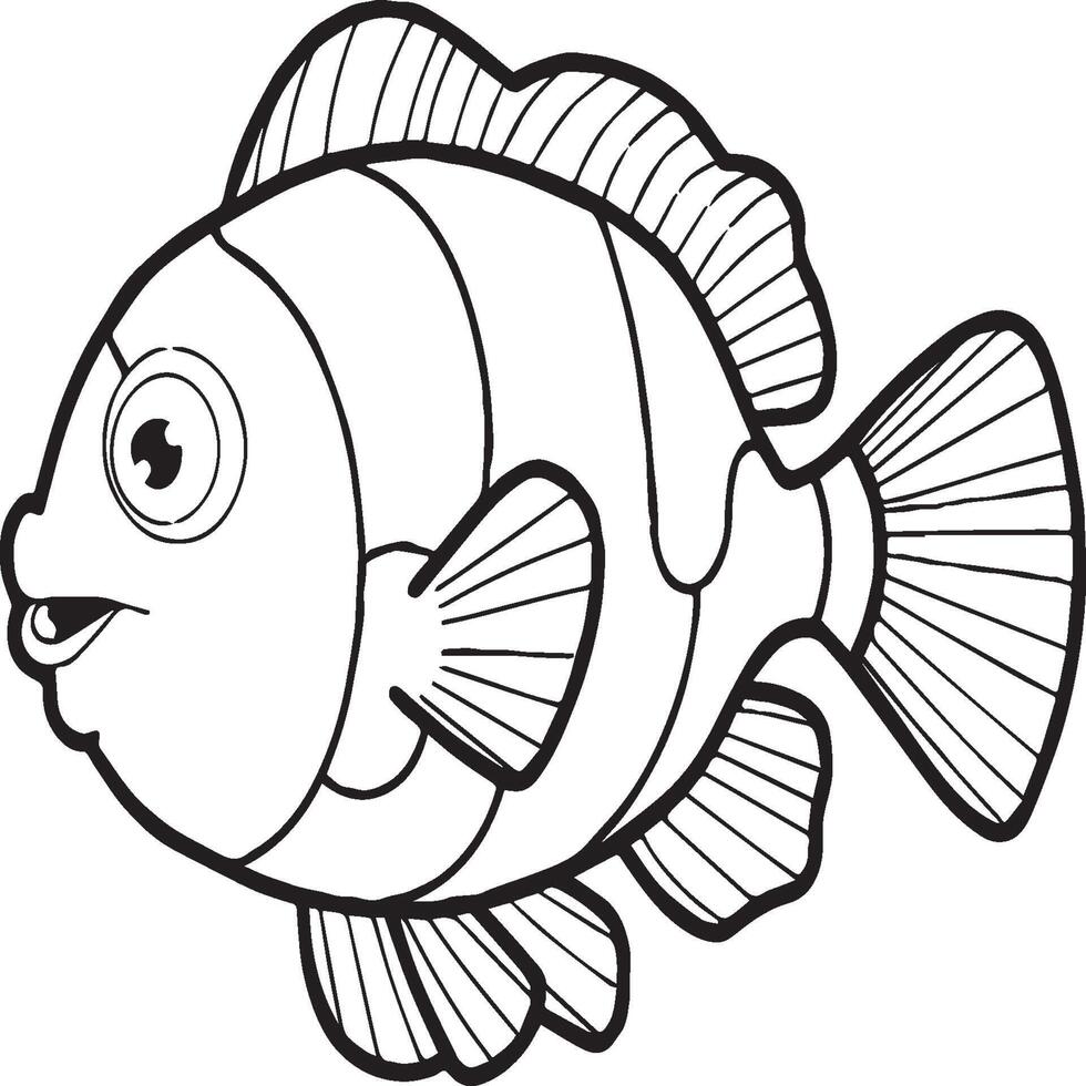 Clownfish coloring pages. Clownfish outline for coloring book vector