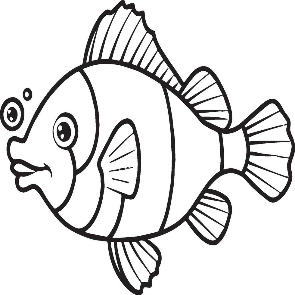 Clownfish coloring pages. Clownfish outline for coloring book vector