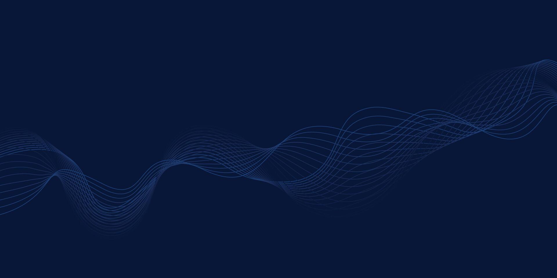 Abstract waving line background. Modern blue wave. Flowing dark blue curve with soft gradient background. vector