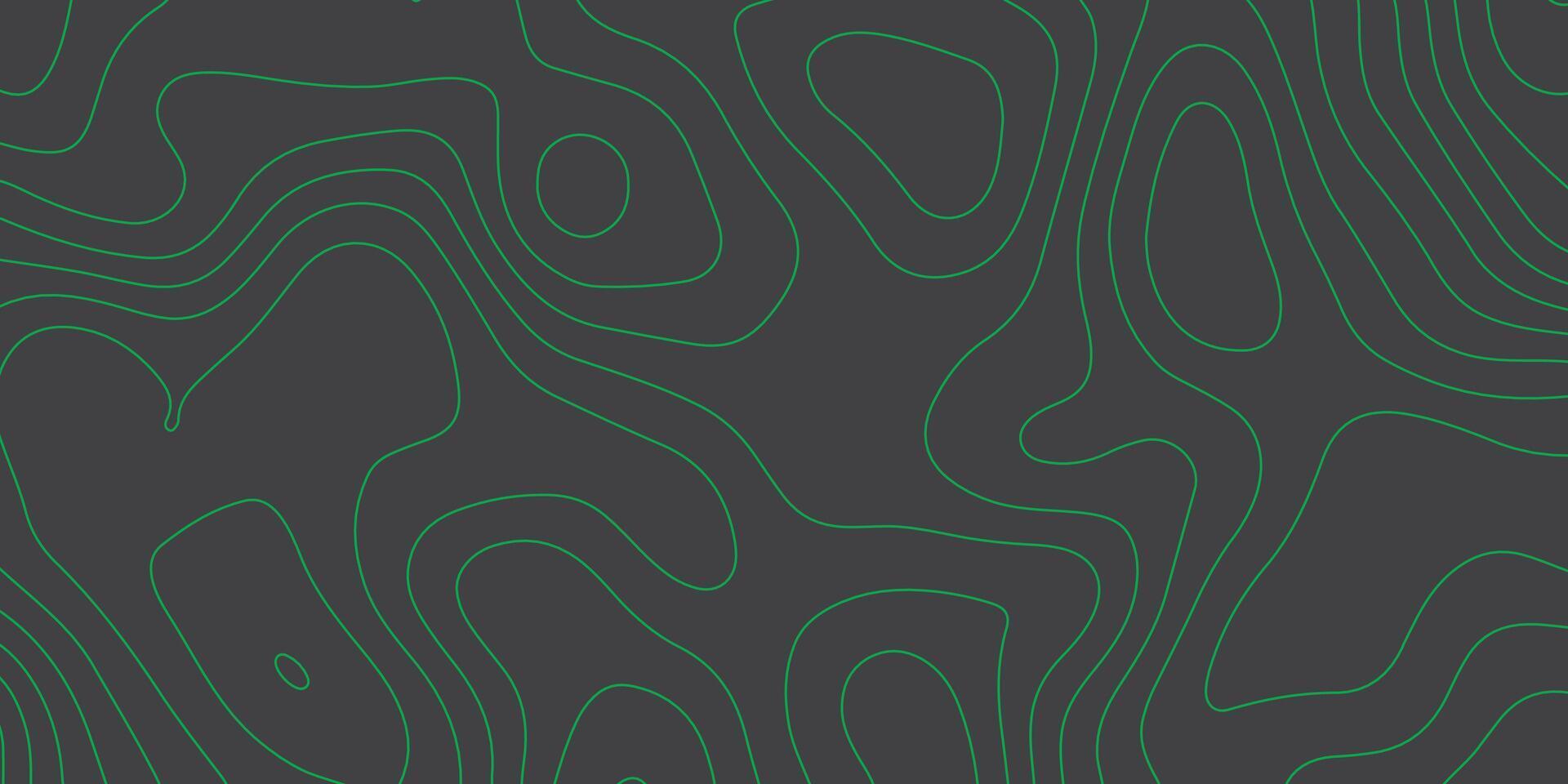 Green topographic pattern background. Abstract green topography curve line on black background vector