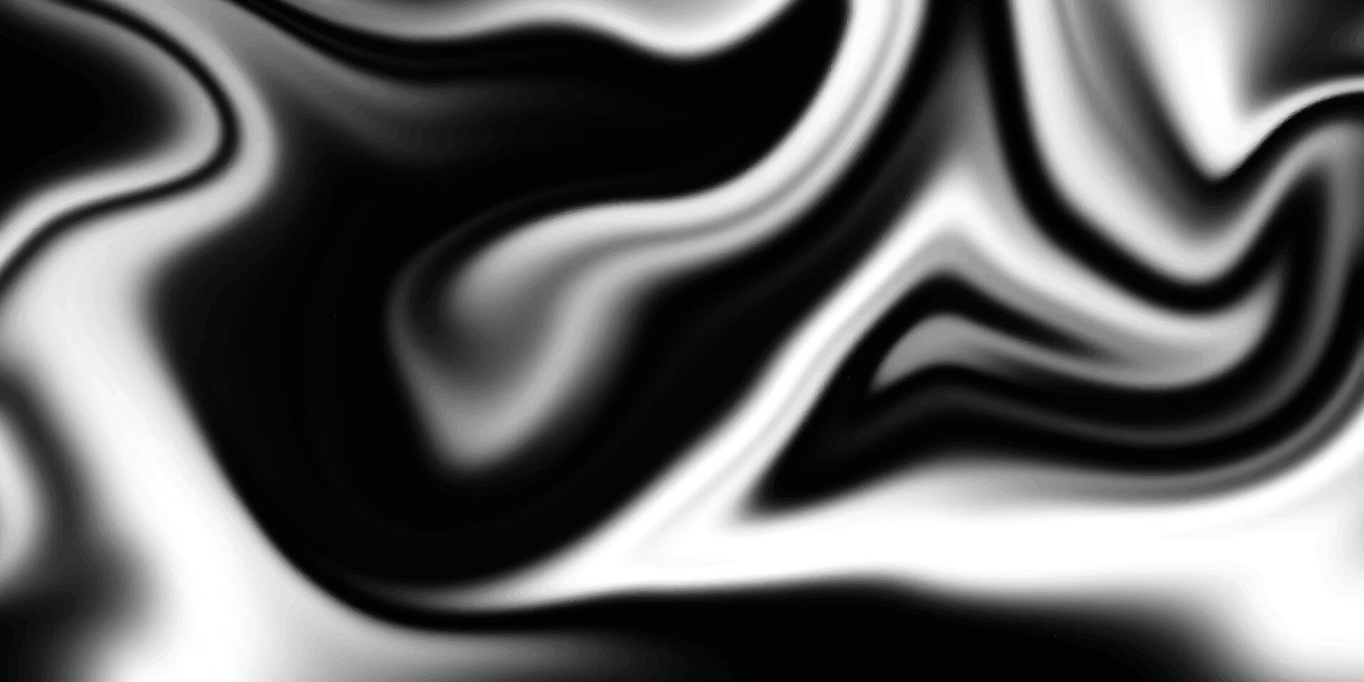 Abstract flowing liquid curve line. Silver black metallic. Modern fluid background. Black and silver background. Beautiful Marbling liquify. vector