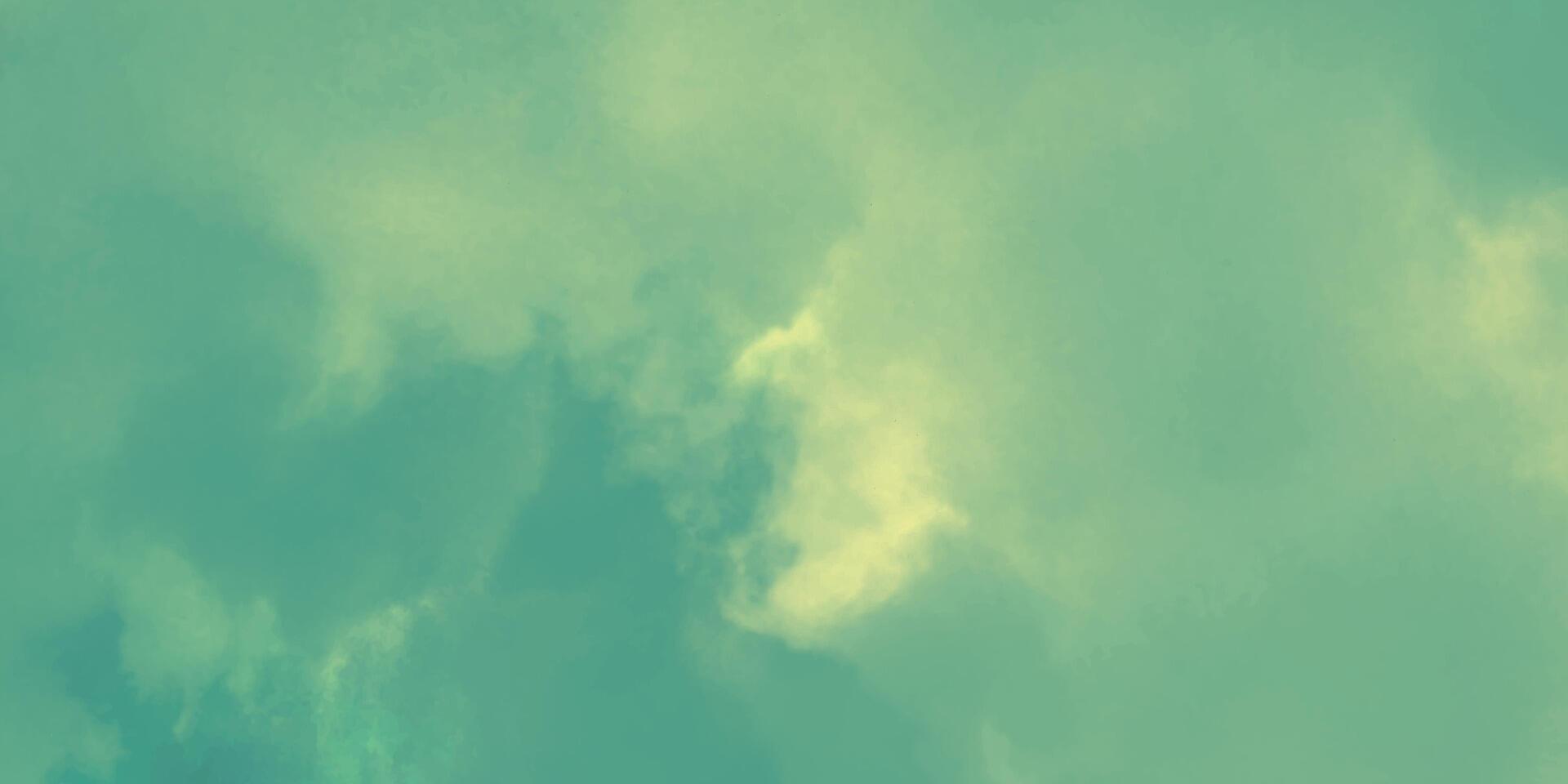Green and Yellow Watercolor Splash. Blue Green Watercolor Background. Blue Sky with Clouds vector