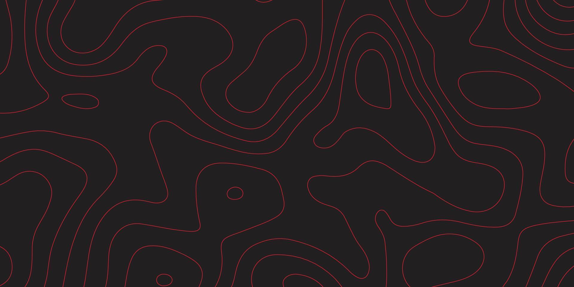 Seamless pattern with background. Background with red lines. Topographic red line on black background texture vector