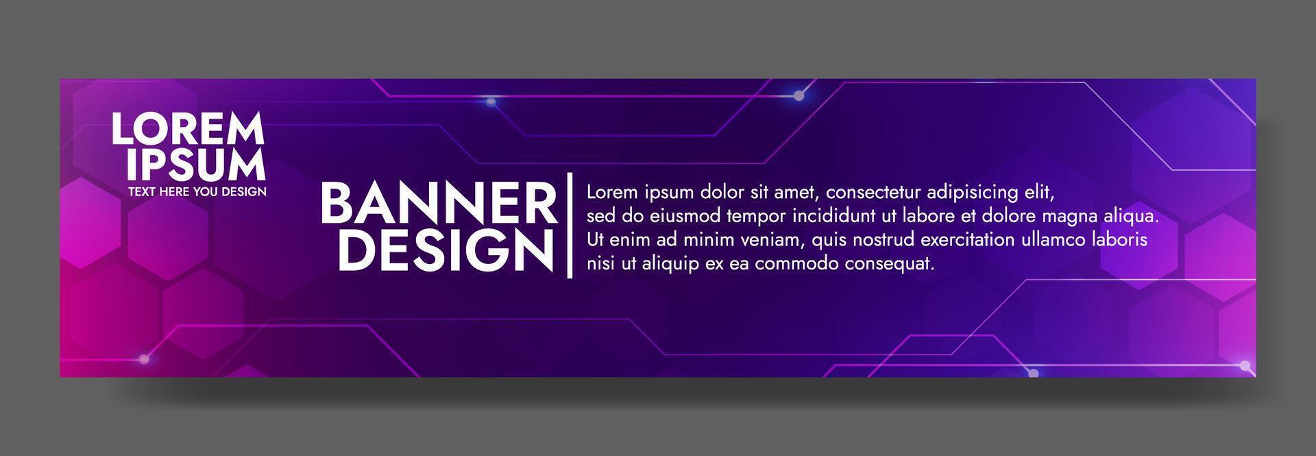 Gradient Digital technology banner. Futuristic banner for various design projects such as websites, presentations, print materials, social media posts vector