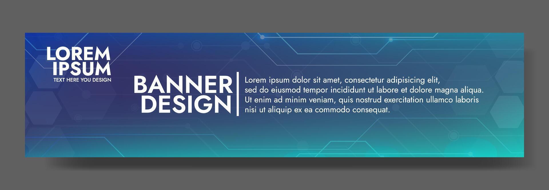 Gradient Digital technology banner. Futuristic banner for various design projects such as websites, presentations, print materials, social media posts vector