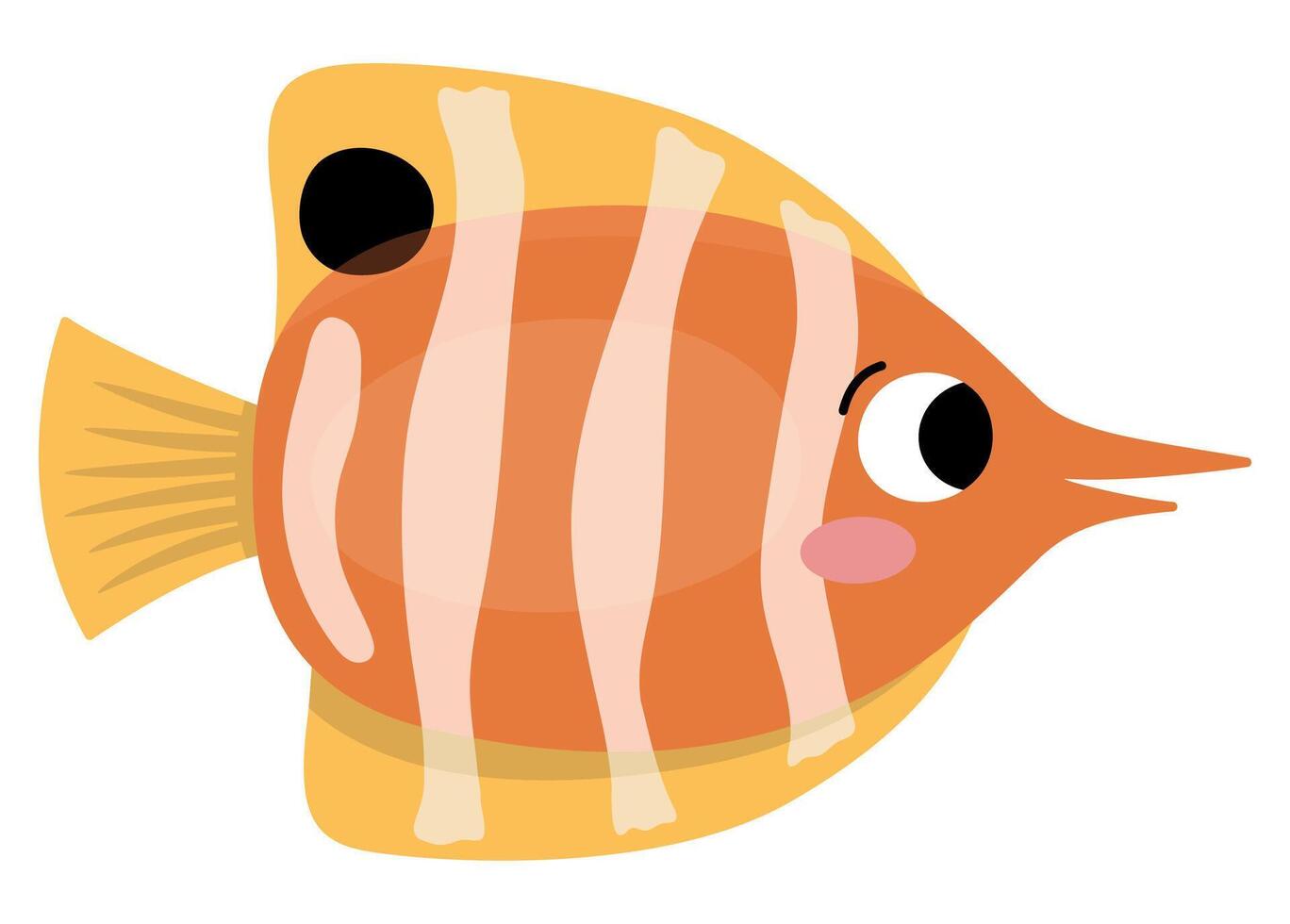 Vector butterfly fish icon. Under the sea illustration with cute funny creature. Ocean animal clipart. Cartoon underwater or marine clip art for children isolated on white background