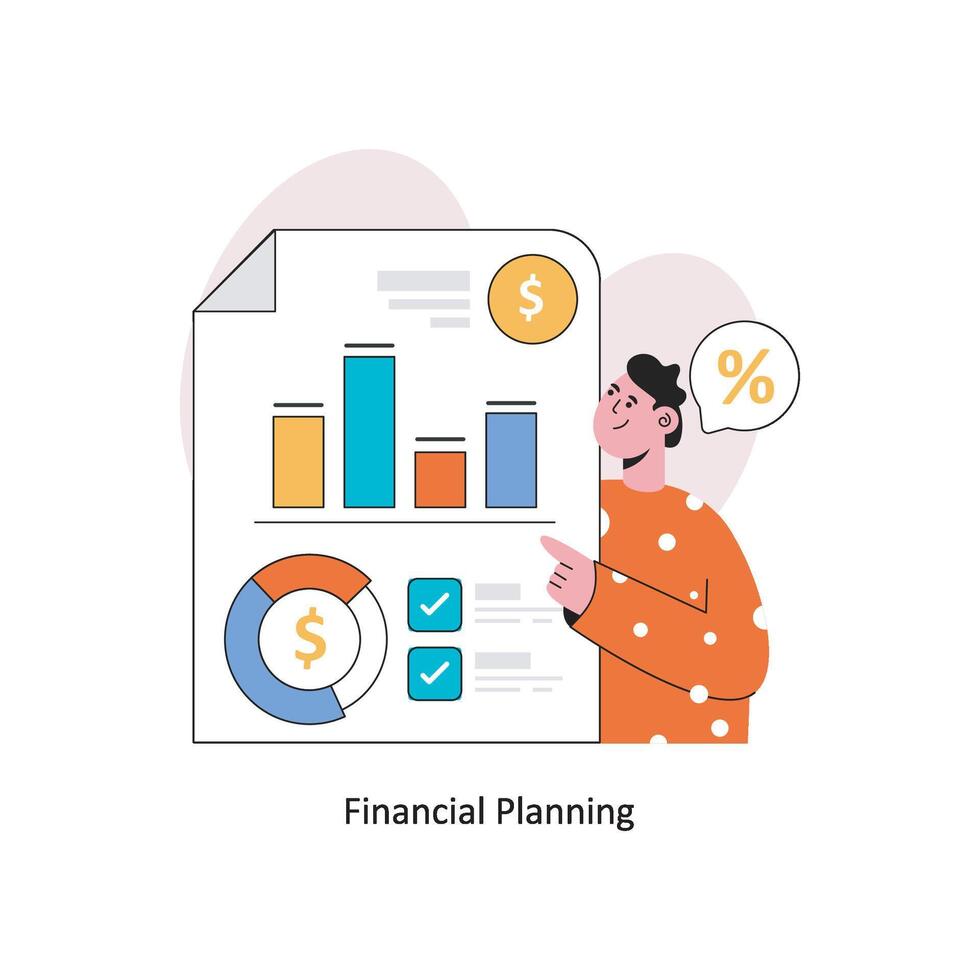 Financial Planning Flat Style Design Vector illustration. Stock illustration