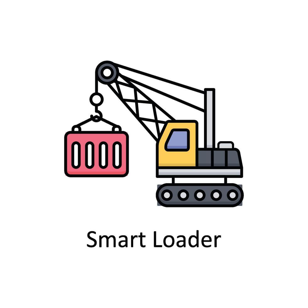 Smart Loader  vector filled outline icon design illustration. Manufacturing units symbol on White background EPS 10 File