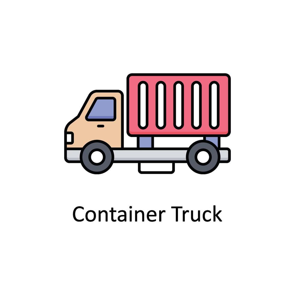 Container Truck vector filled outline icon design illustration. Manufacturing units symbol on White background EPS 10 File