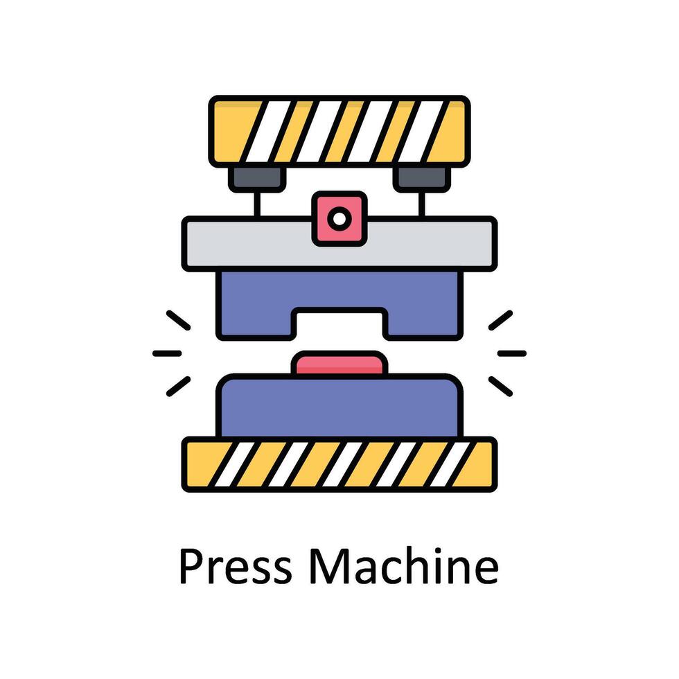 Press Machine vector filled outline icon design illustration. Manufacturing units symbol on White background EPS 10 File