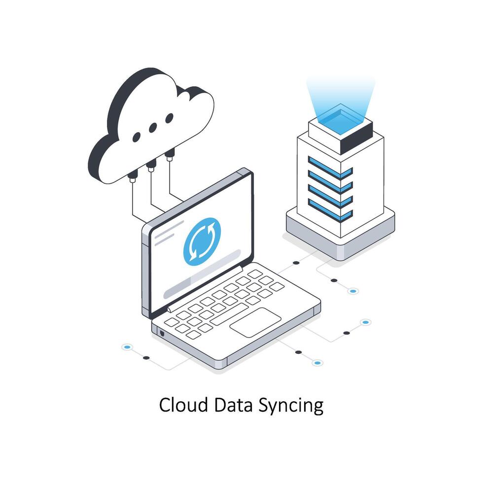 Cloud Data Syncing isometric stock illustration. EPS File stock illustration. vector