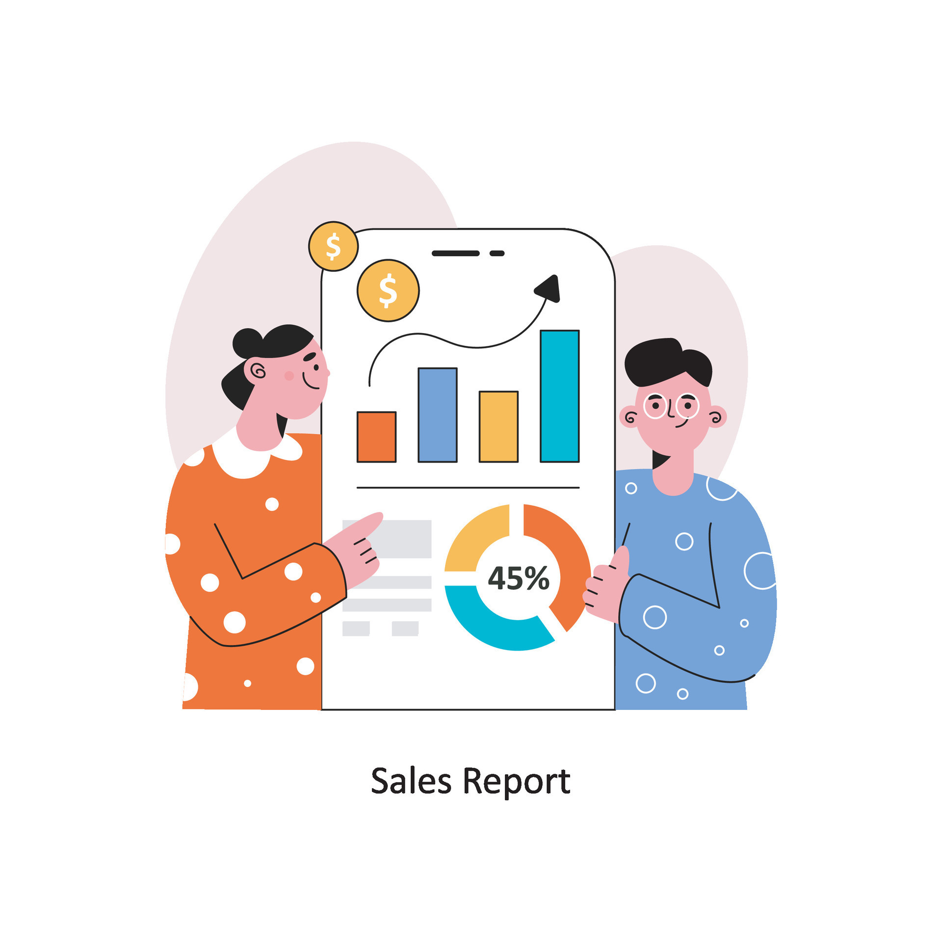 Sales report Flat Style Design Vector illustration. Stock illustration ...