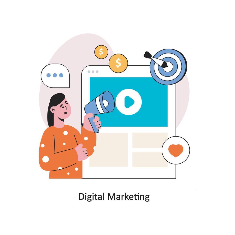 Digital Marketing Flat Style Design Vector illustration. Stock illustration