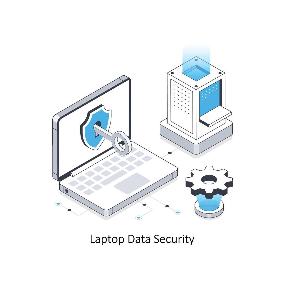 Laptop Data Security isometric stock illustration. EPS File stock illustration. vector